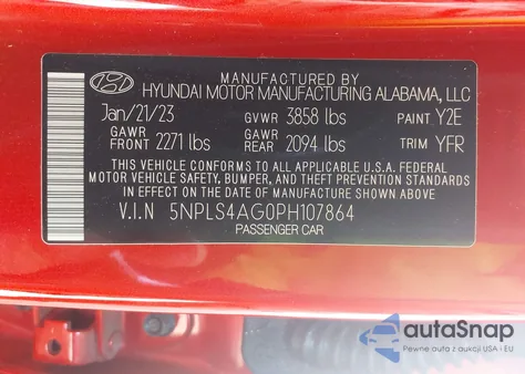 2023 Hyundai Elantra Sel из США, поврежденный, VIN 5NPLS4AG0PH107864